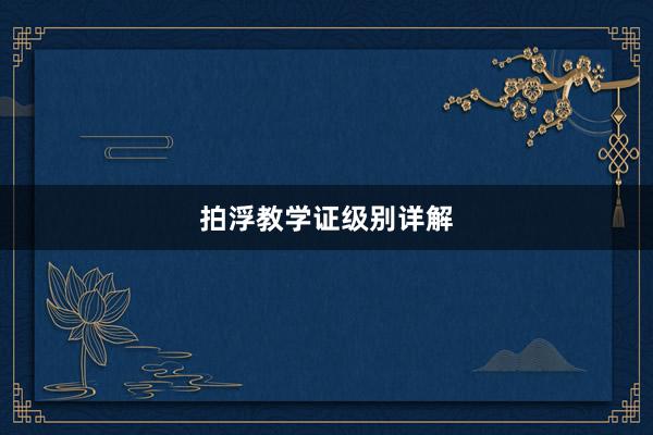 拍浮教学证级别详解